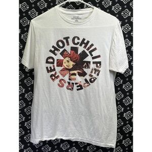 Red Hot Chili Peppers White Cotton Screen Print Graphic Band TShirt Medium‎